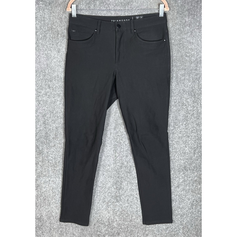 7 Diamonds Infinity Slim Fit Pants Mens Size 30x30 Black Polyester 5 Pocket